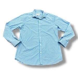 Mizzen Main Size XL Trim Fit Blue Gingam Plaid Button-up Long Sleeve Shirt